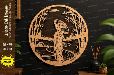 Oriental Woman Laser Cut Wall Art SVG Regulrcrative 