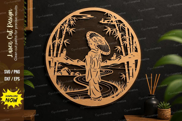 Oriental Woman Laser Cut Wall Art SVG Regulrcrative 