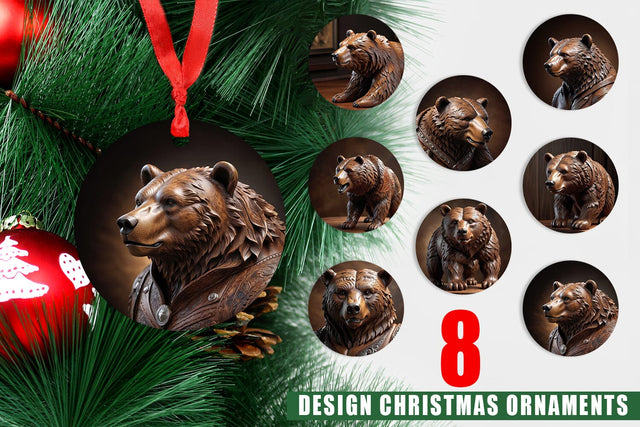 Ornament 3D Carved Bear Sublimation artnoy 
