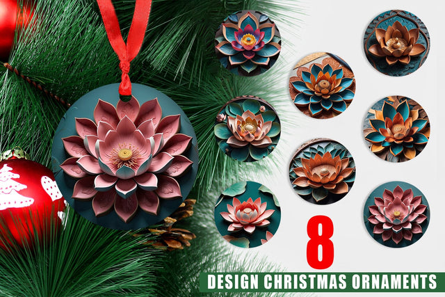 Ornament 3D Carved Lotus Sublimation artnoy 