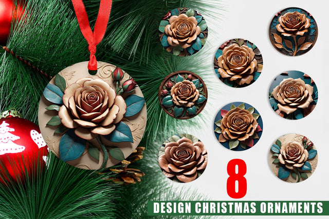 Ornament 3D Carved Rose Sublimation artnoy 