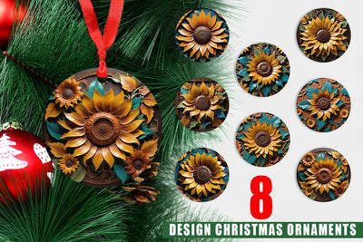Ornament 3D Carved Sunflower Sublimation artnoy 