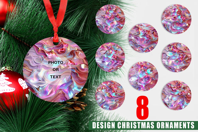 Ornament 3D Holographic Pink Liquid Sublimation artnoy 