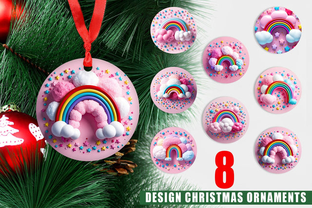 Ornament 3D Rainbow and Cloud Sublimation artnoy 