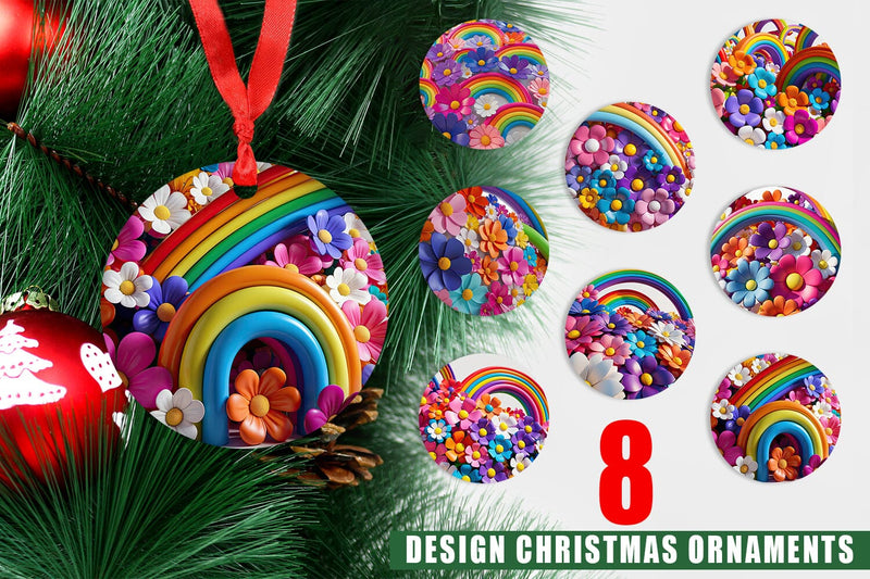 Ornament 3D Rainbow Flower Sublimation artnoy 