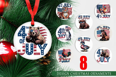 Ornament 4th of July Animal Sublimation artnoy 