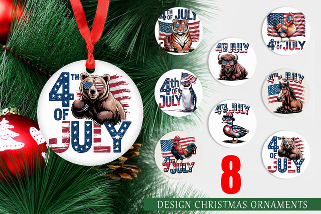 Ornament 4th of July Animal Sublimation artnoy 