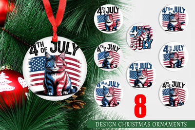 Ornament 4th of July Cat Sublimation artnoy 