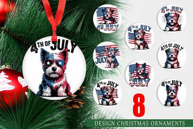 Ornament 4th of July Dog Sublimation artnoy 