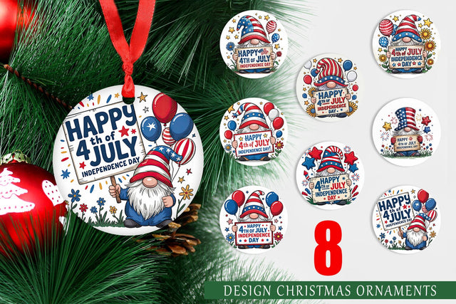 Ornament 4th of July Gnome Sublimation artnoy 