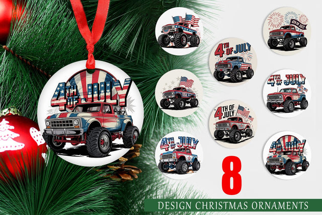 Ornament 4th of July Monster Truck Sublimation artnoy 
