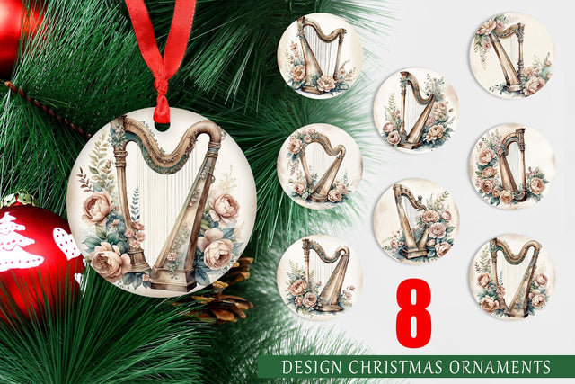 Ornament Antique Harp Sublimation artnoy 