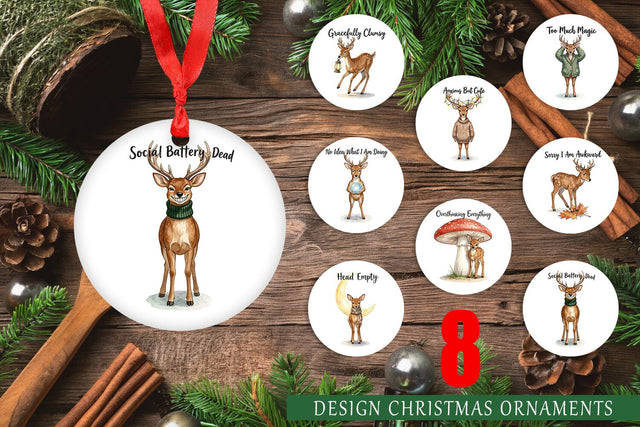 Ornament Anxious Fawn Forest Hygge Watercolor Sublimation artnoy 