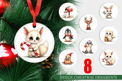Ornament Arctic Antics Holiday Vintage Polar Animals Sublimation artnoy 