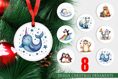 Ornament Arctic Cuties Whimsical Watercolor Sublimation artnoy 