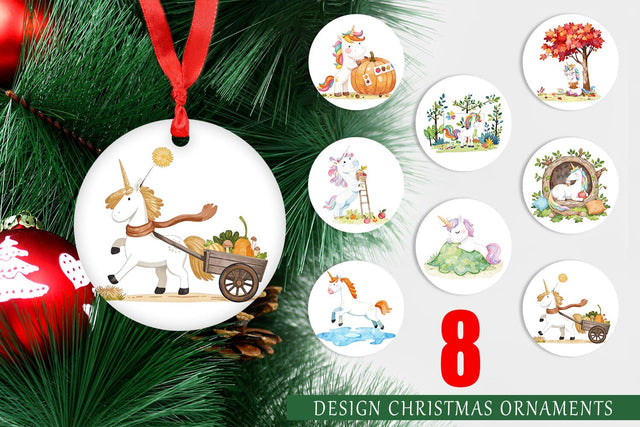 Ornament Autumn Unicorn Whimsy Sublimation artnoy 