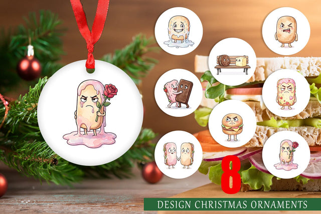 Ornament Awkward Ice Cream Date Watercolor Sublimation artnoy 