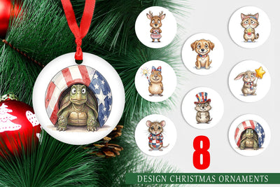 Ornament Awkward Patriotic Animals Watercolor Sublimation artnoy 