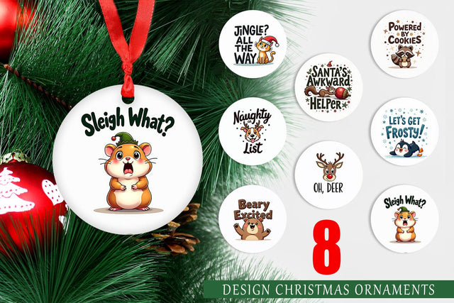 Ornament Awkwardly Festive Critters: Ugly Cute Animal Quotes Sublimation artnoy 