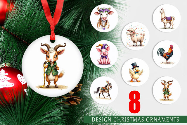 Ornament Barnyard Bash Farm Animals Mardi Gras Sublimation artnoy 