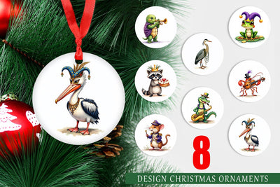 Ornament Bayou Jazz Mardi Gras Animals Watercolor Sublimation artnoy 