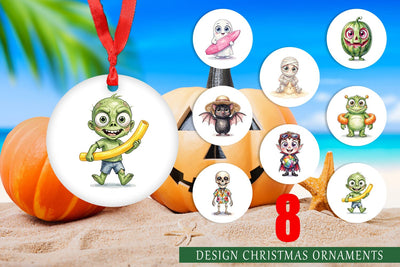 Ornament Beach Boo Bash Summerween Watercolor Sublimation artnoy 