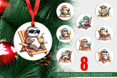 Ornament Beach Bum Sloth Sublimation artnoy 