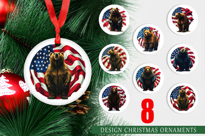 Ornament Bear 4th of July Sublimation artnoy 