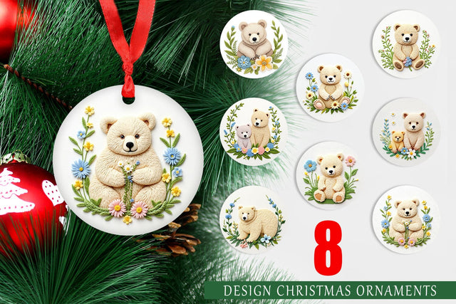 Ornament Bear Embroidery Sublimation artnoy 