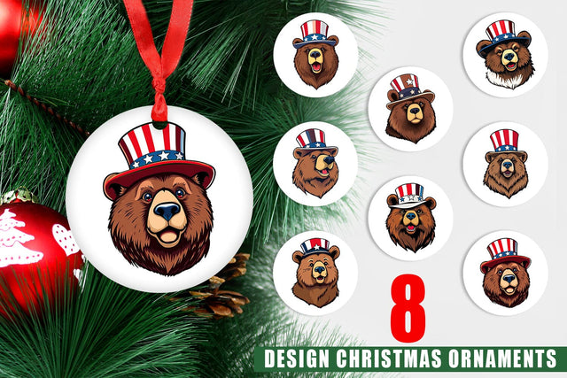 Ornament Bear Patriotic Sublimation artnoy 