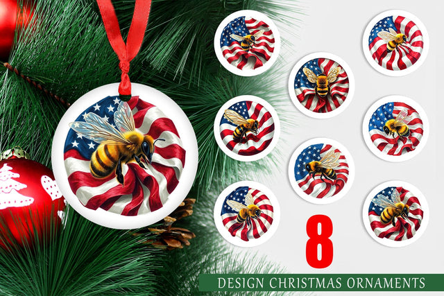 Ornament Bee 4th of July Sublimation artnoy 