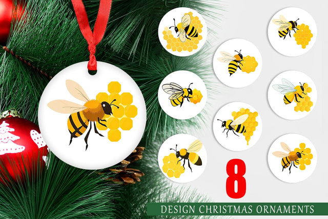Ornament Bee and Honeycomb Sublimation artnoy 
