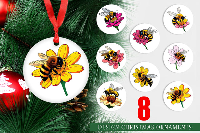 Ornament Bee on Flower Sublimation artnoy 