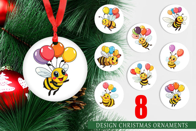 Ornament Bee with Balloons Sublimation artnoy 