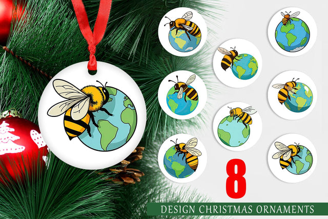 Ornament Bee with Earth Sublimation artnoy 