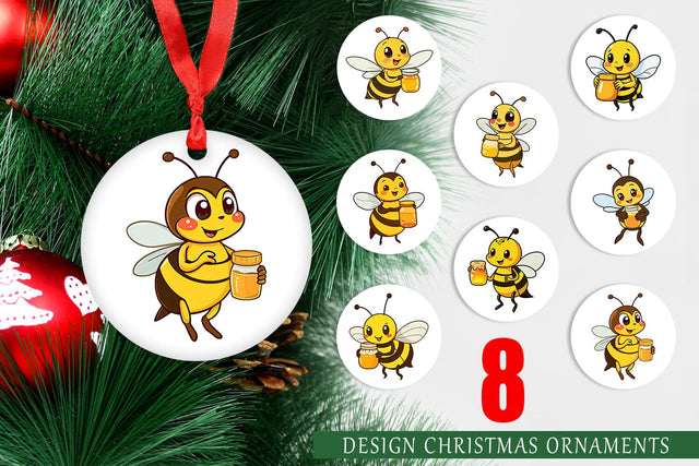 Ornament Bee with Honey Jar Sublimation artnoy 