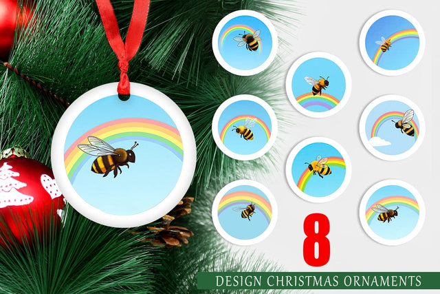 Ornament Bee with Rainbow Sublimation artnoy 