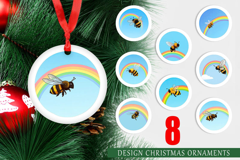 Ornament Bee with Rainbow Sublimation artnoy 