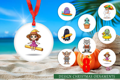 Ornament Big Eye Summer Monster Surfing Sublimation artnoy 