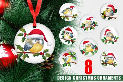 Ornament Bird on Holly Branch Sublimation artnoy 