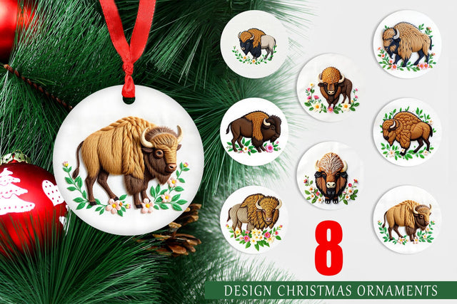 Ornament Bison Embroidery Sublimation artnoy 