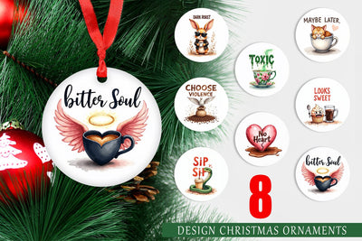 Ornament Bitter Coffee Goth Sarcastic Quotes Sublimation artnoy 