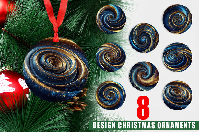 Ornament Blue and Gold Vortex Sublimation artnoy 