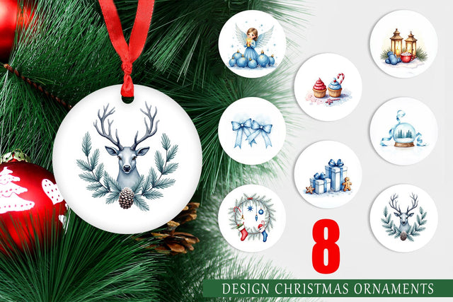 Ornament Blue Christmas Sublimation artnoy 