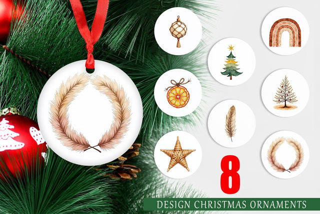 Ornament Boho Chic Watercolor Christmas & Ornaments Sublimation artnoy 