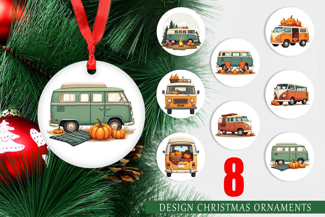 Ornament Boho Fall Camper Sublimation artnoy 
