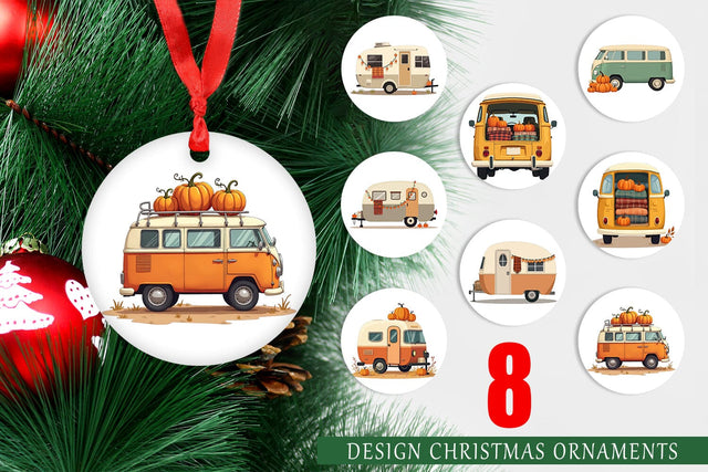 Ornament Boho Fall Camper Sublimation artnoy 