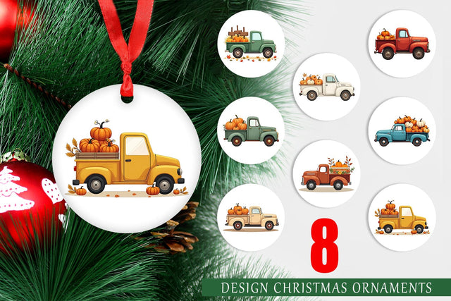 Ornament Boho Farm Trucks Sublimation artnoy 