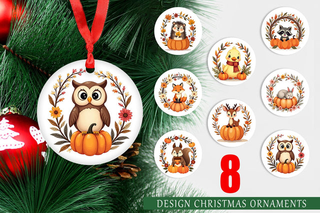 Ornament Boho Pumpkin Critters Sublimation artnoy 