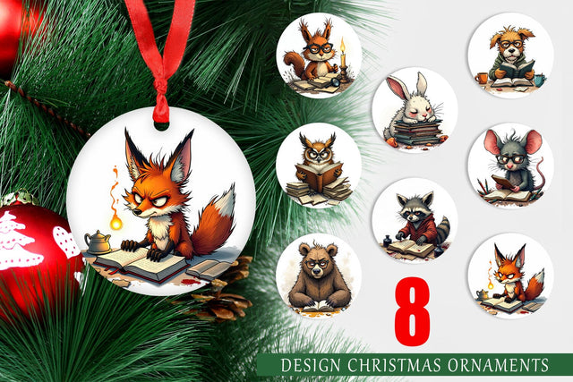 Ornament Bookworm Critters Sublimation artnoy 